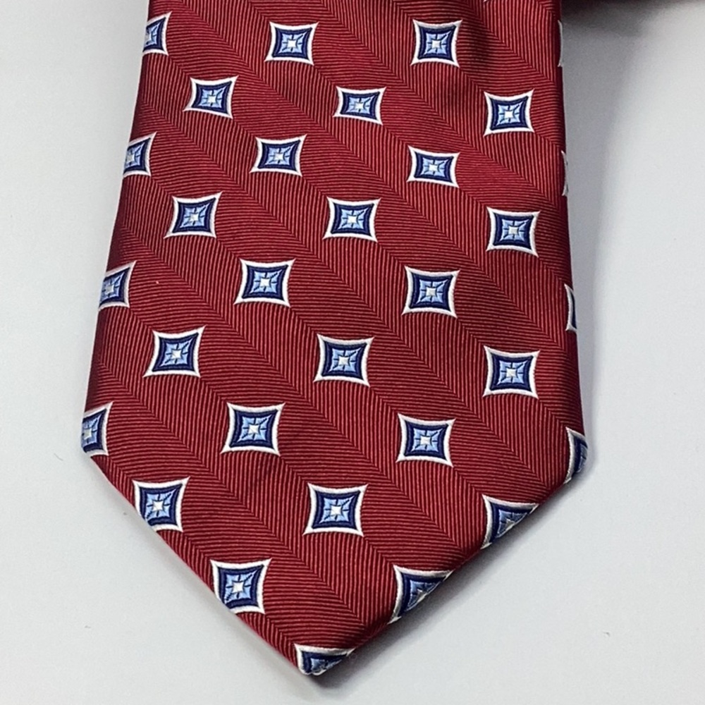 Jos.A.Bank Red and Blue Silk Geometric Tie